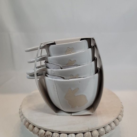 Bakehouse Set Of 4 Easter Rabbit Bunny Ceramic Stacking Measuring Cups NEW - Picture 6 of 6